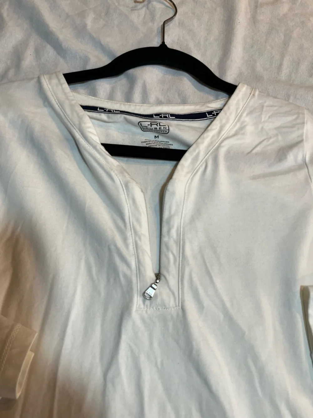 Long Sleeve White Ralph Lauren Top with Zip size medium - Picture 6 of 7